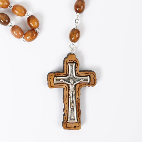 Rosary Handmade wood Beads Center piece with a prayer