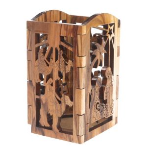 Olive Wood Christmas Votive Cancle holder