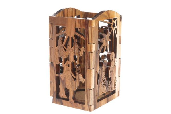 Olive Wood Christmas Votive Cancle holder