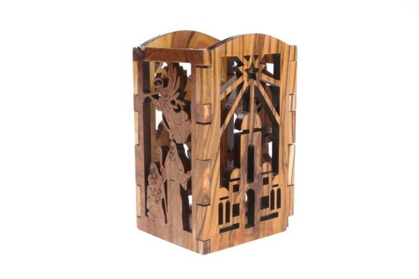 Olive Wood Christmas Votive Cancle holder - Image 2