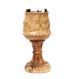 big Cup sculpture last supper olive wood