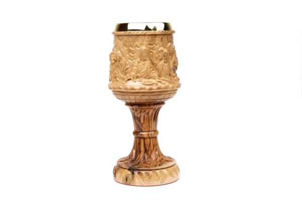 big Cup sculpture last supper olive wood