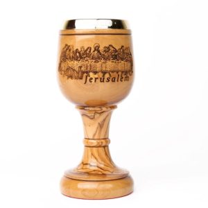 Jerusalem Dry Olive Wood, Hand Carved Communion Chalice Goblet
