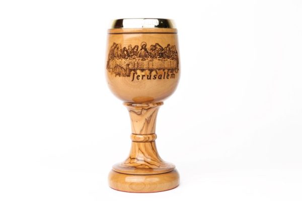 Jerusalem Dry Olive Wood, Hand Carved Communion Chalice Goblet