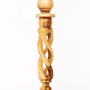 Twisted Olive Wood Candle Stick Holder