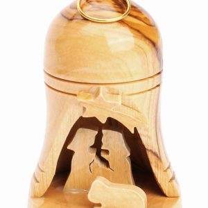 Olive Wood Nativity Scene_ Christmas Bell Ornament