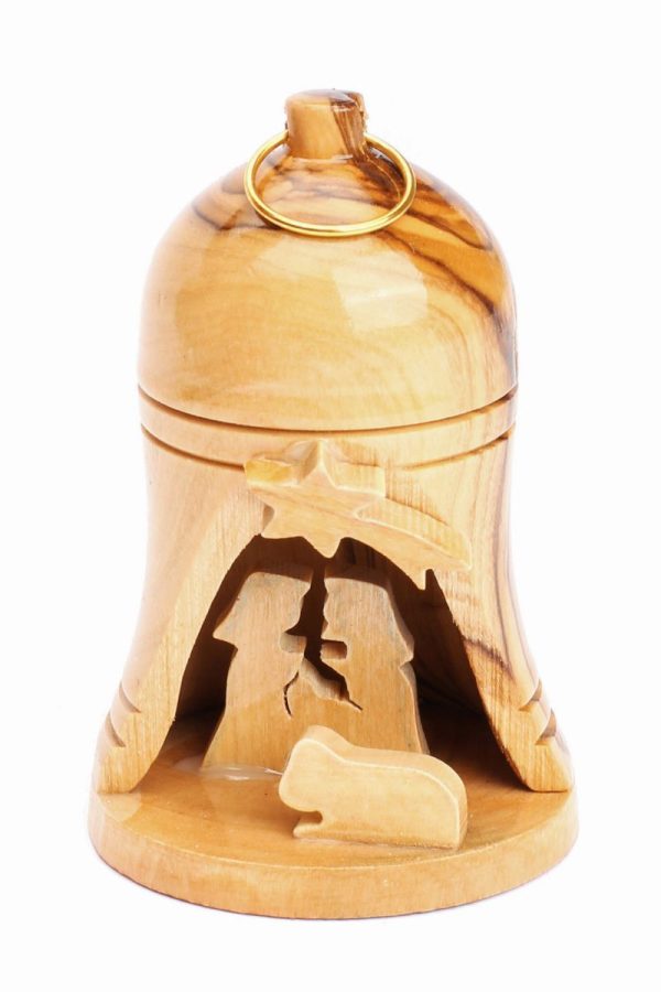 Olive Wood Nativity Scene_ Christmas Bell Ornament