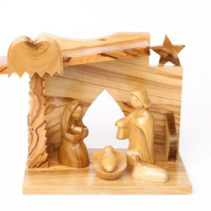 Olive Wood Nativity Scene_ Faceless Holy Family